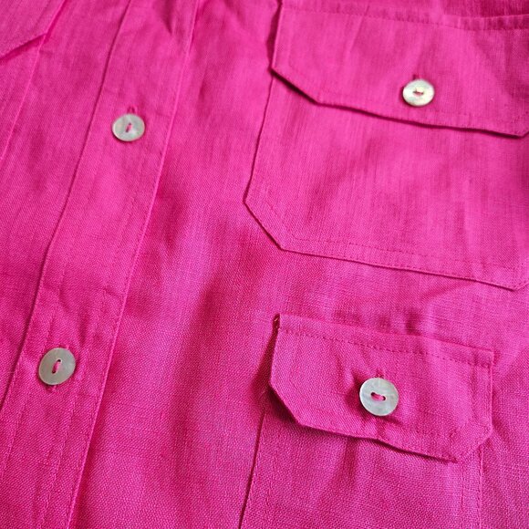 Vintage Conrad C Women's Pink 100% Linen Long Sleeves Button Down Shirt Size 10 - Picture 8 of 8